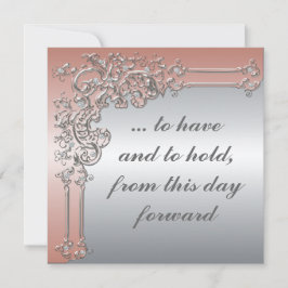 Elegant Peach Rosa och Silver bröllopsinbjudan Inbjudningar