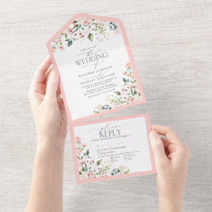 Elegant Peach Rosa Watercolor Blommigt Måltider Br