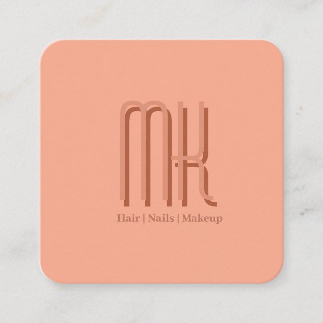 Elegant Peach Salon Monogram Appointment Card Tidsbeställning Kort (Framsida)