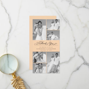 Elegant Peach Scalloped Band 6 Photo Chic Bröllop Tack Kort