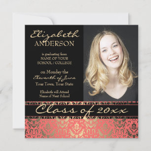 Elegant Peach Shimmer Damask Studenten Meddelande