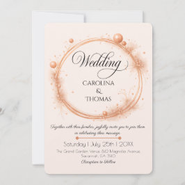 Elegant Peach Sparkle Wedding Script Calligraphy Inbjudningar
