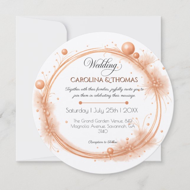 Elegant Peach Sparkle Wedding Script Calligraphy Inbjudningar (Framsida)