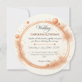 Elegant Peach Sparkle Wedding Script Calligraphy Inbjudningar