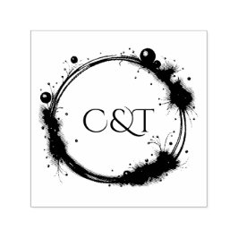 Elegant Peach Sparkle Wedding Script Calligraphy Självfärgande Stämpel