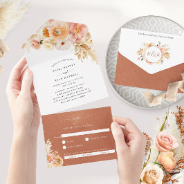 Elegant Peach Terracotta Blommigt Bröllop med OSA