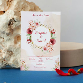 Elegant Peach Watercolor Flower Spara datumet Inbjudningar