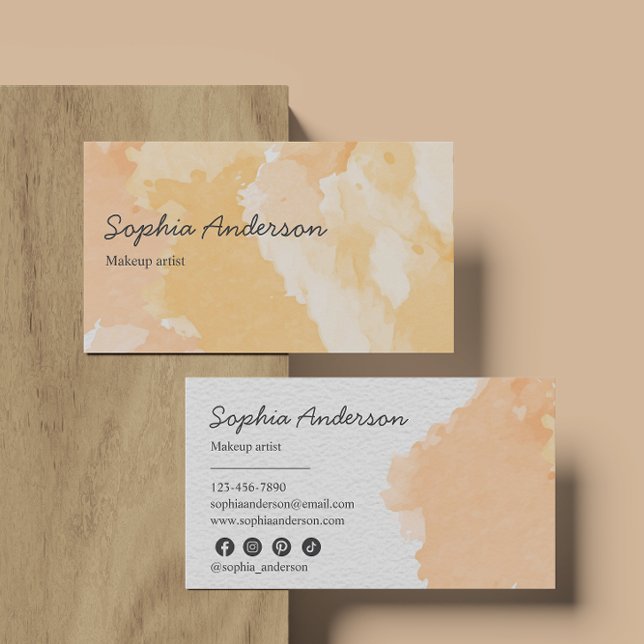 Elegant Peach Watercolor med mjuk, minimal design Visitkort (Skapare uppladdad)