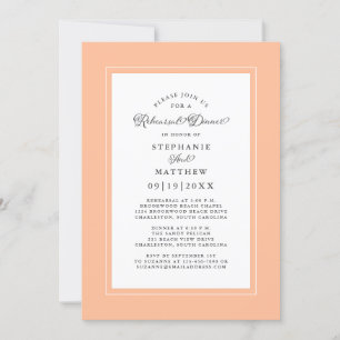 Elegant Peach White Bröllop Rehearsal Dinner Chic Inbjudningar