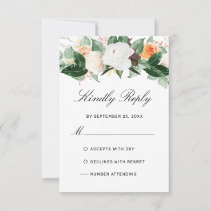 Elegant Peach White Watercolor Blommigt Fall bröll OSA Kort