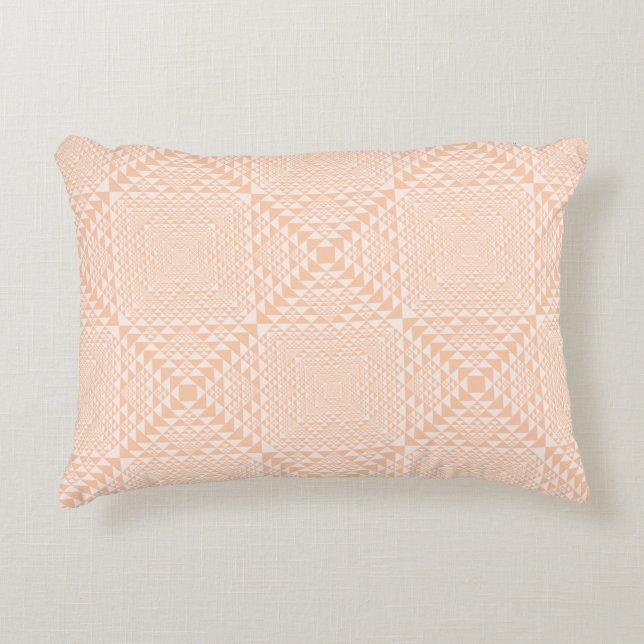 Elegant Peachy Orange Ljus rosa Geometric Mönster Prydnadskudde (Framsidan)