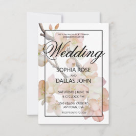 Elegant peachy rosa vattencolor blommigt bröllop inbjudningar