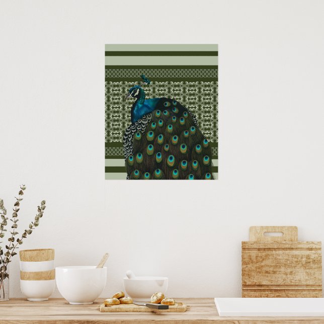 Elegant Peacock Bird Älskare Poster (Kök)