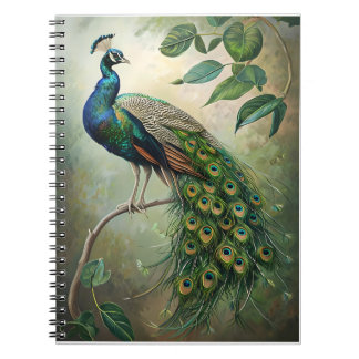 Elegant Peacock Botanical Wall Art-utskrift Anteckningsbok