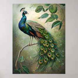 Elegant Peacock Botanical Wall Art-utskrift Poster