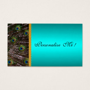 Elegant Peacock Card Spara Coolan Date Mint Grönt Visitkort