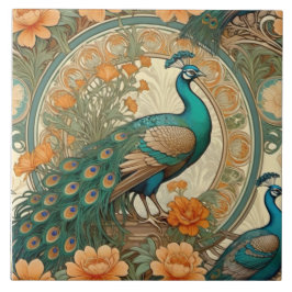 Elegant Peacock Decorative Ceramic Tile Kakelplatta