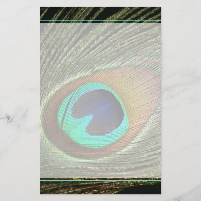 Elegant Peacock Feather Brevpapper (Framsida)