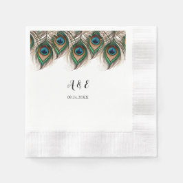 Elegant Peacock Feather Bröllop Napkins Pappersservett