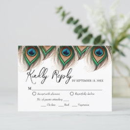 Elegant Peacock Feather Bröllop OSA Card Kort