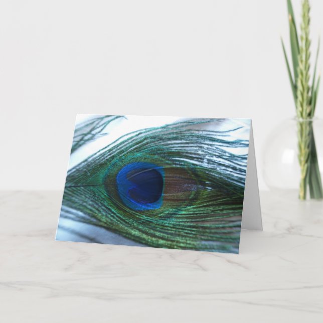 Elegant Peacock Feather Kort (Framsida)