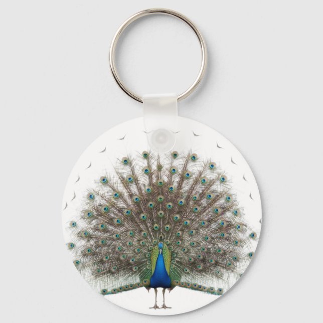 Elegant Peacock Feather Mandala Nyckelring (Baksida)