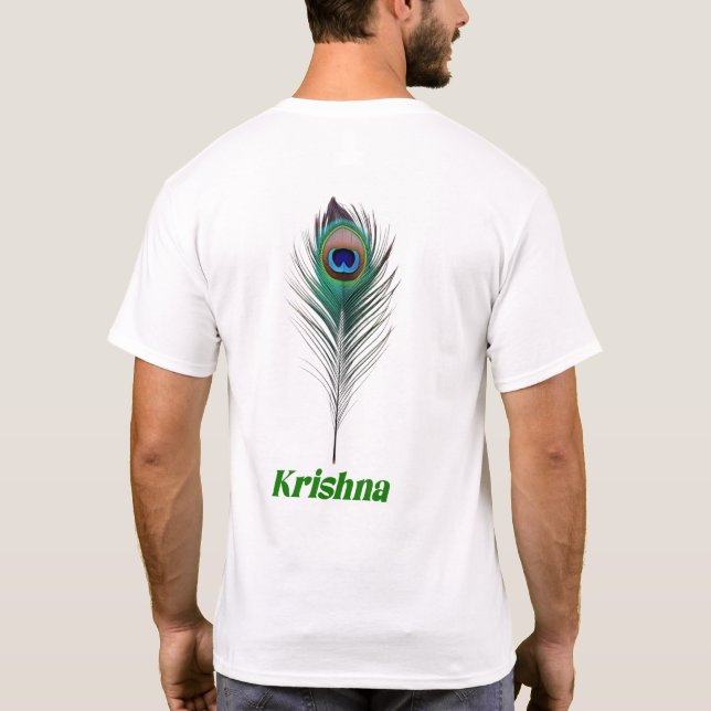 Elegant Peacock Feather T-Shirt Design (Baksida)