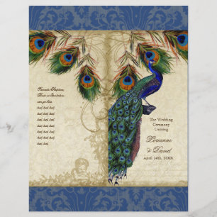 Elegant Peacock Feather Vintage bröllop-programmet