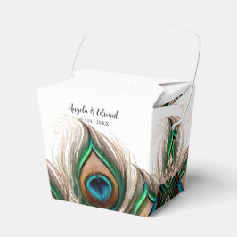Elegant Peacock Feather Wedor Favor Box Presentaskar