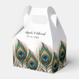 Elegant Peacock Feather Wedor Favor Box Presentaskar