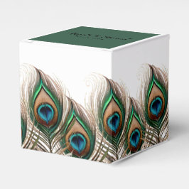 Elegant Peacock Feather Wedor Favor Box Presentaskar