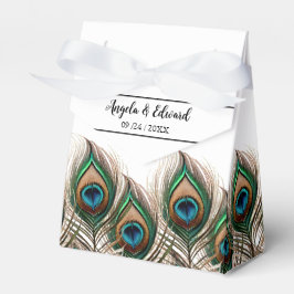 Elegant Peacock Feather Wedor Favor Box Presentaskar