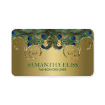 Elegant Peacock Feathers Golden Design Monogram
