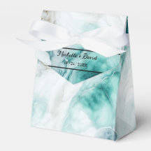 Elegant Peacock Grönt Marble Wedor Favor Box