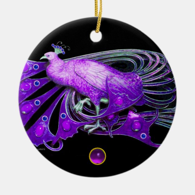 ELEGANT PEACOCK I LILA AMETHYST JULGRANSPRYDNAD KERAMIK (Framsidan)