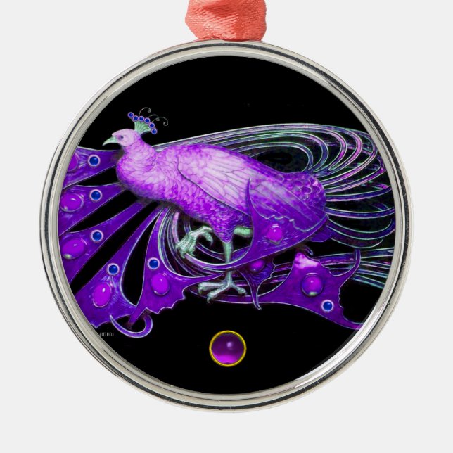 ELEGANT PEACOCK I LILA AMETHYST JULGRANSPRYDNAD METALL (Framsidan)