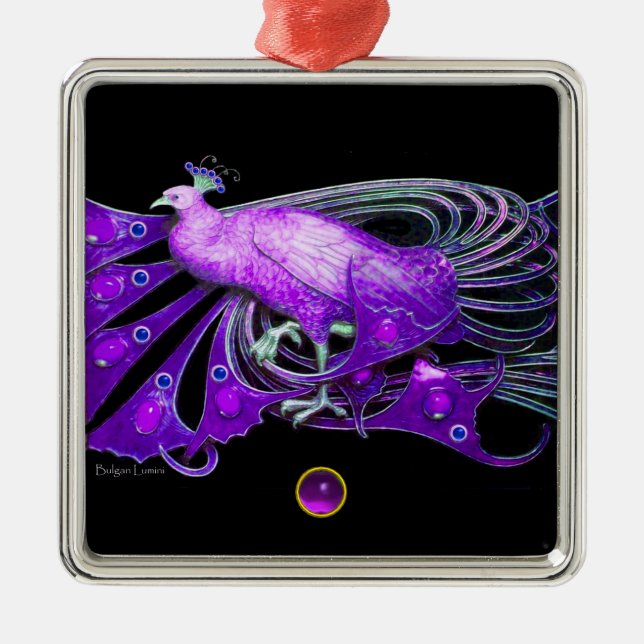 ELEGANT PEACOCK I LILA AMETHYST JULGRANSPRYDNAD METALL (Framsidan)