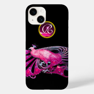ELEGANT PEACOCK I ROSA FUCHSIA, AMETYST MONOGRAM