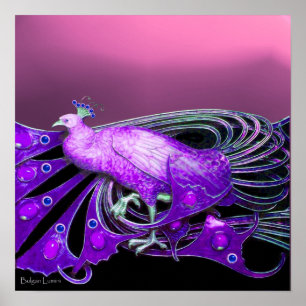 ELEGANT PEACOCK I ROSA LILA POSTER