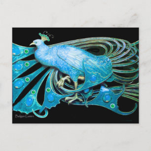 ELEGANT PEACOCK IN BLUE BLACK TEAL VYKORT