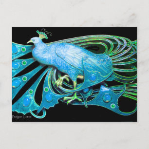 ELEGANT PEACOCK IN BLUE BLACK TEAL VYKORT