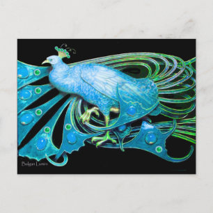 ELEGANT PEACOCK IN BLUE BLACK TEAL VYKORT