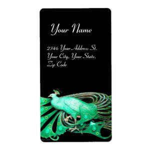 ELEGANT PEACOCK IN GRÖNT AND BLACK FRAKTSEDEL