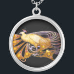 ELEGANT PEACOCK IN GULT AND BLACK SILVERPLÄTERAT HALSBAND<br><div class="desc">Färgstark och klassad design med ljusa 3D-stenar Digital grafisk design av Bulgan Lumini. Del från den nya samlingen ARCADIA .</div>