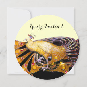 ELEGANT PEACOCK IN GULT BLACK CREAM CIRCLE INBJUDNINGAR