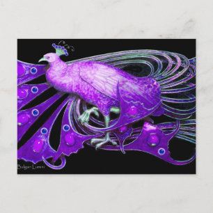ELEGANT PEACOCK IN LILA VIOLET BLACK VYKORT