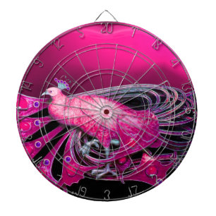 ELEGANT PEACOCK IN ROSA FUCHSIA DARTTAVLA
