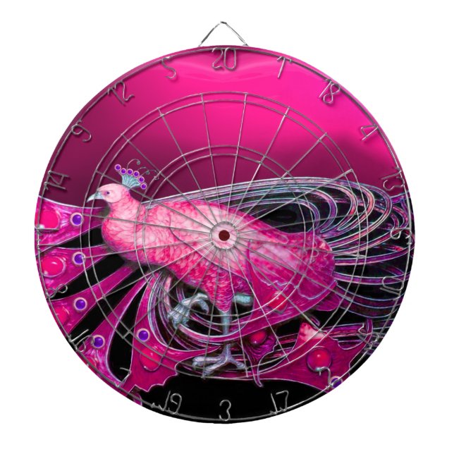 ELEGANT PEACOCK IN ROSA FUCHSIA DARTTAVLA (Framsidan)