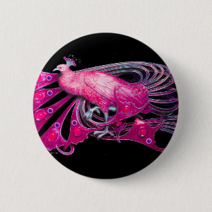 ELEGANT PEACOCK IN ROSA,FUCHSIA,SVART KNAPP