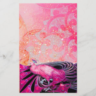 ELEGANT PEACOCK IN SPARKLING ROSA FUCHSIA BREVPAPPER